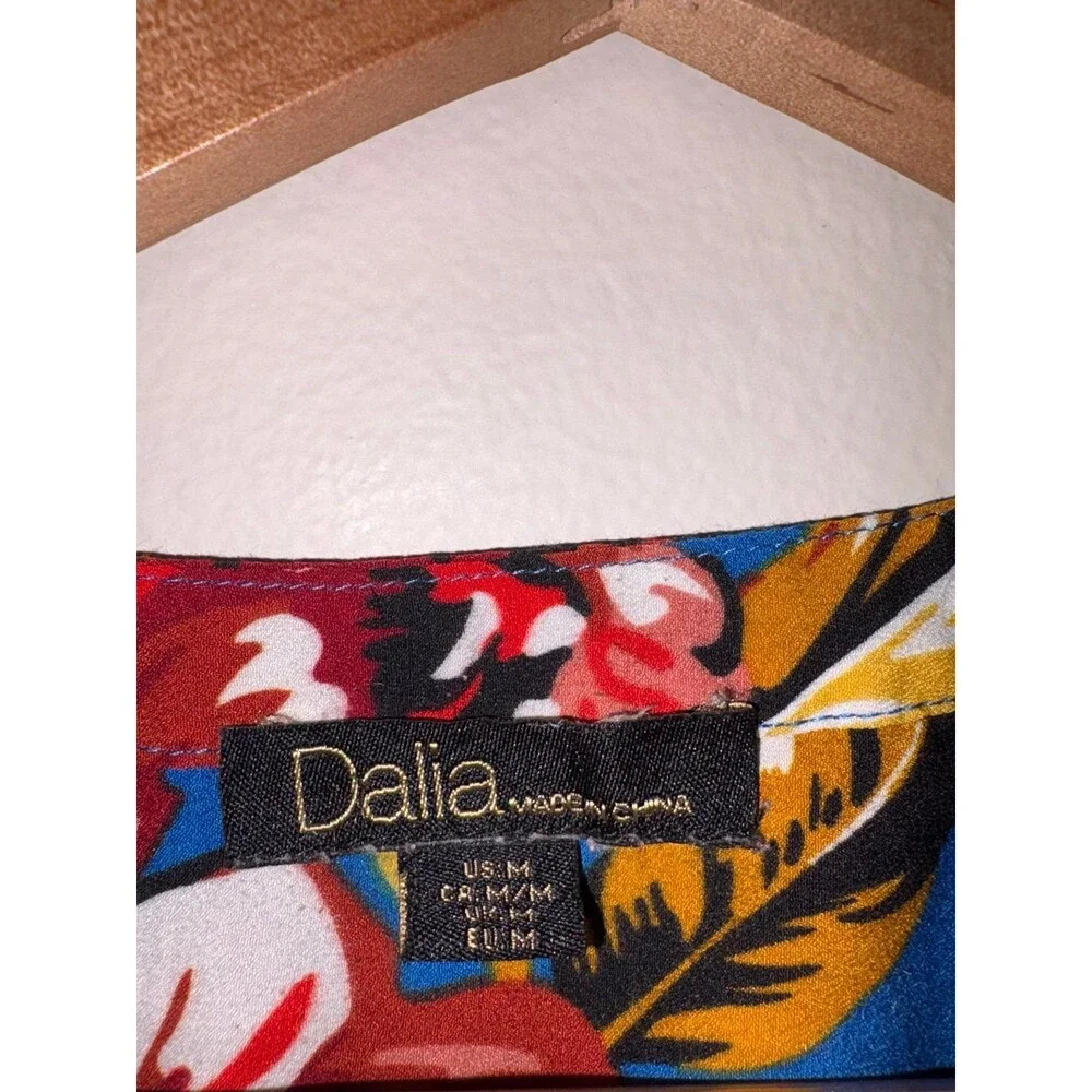 Dalia Vibrant Blue Floral Sleeveless Shirt - Size Medium
